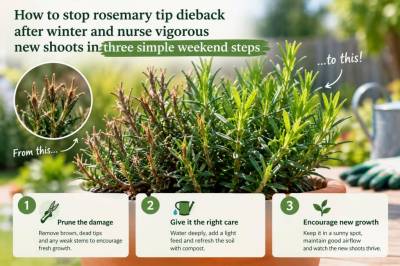 How to stop rosemary tip dieback after winter and nurse vigorous new shoots in three simple weekend steps