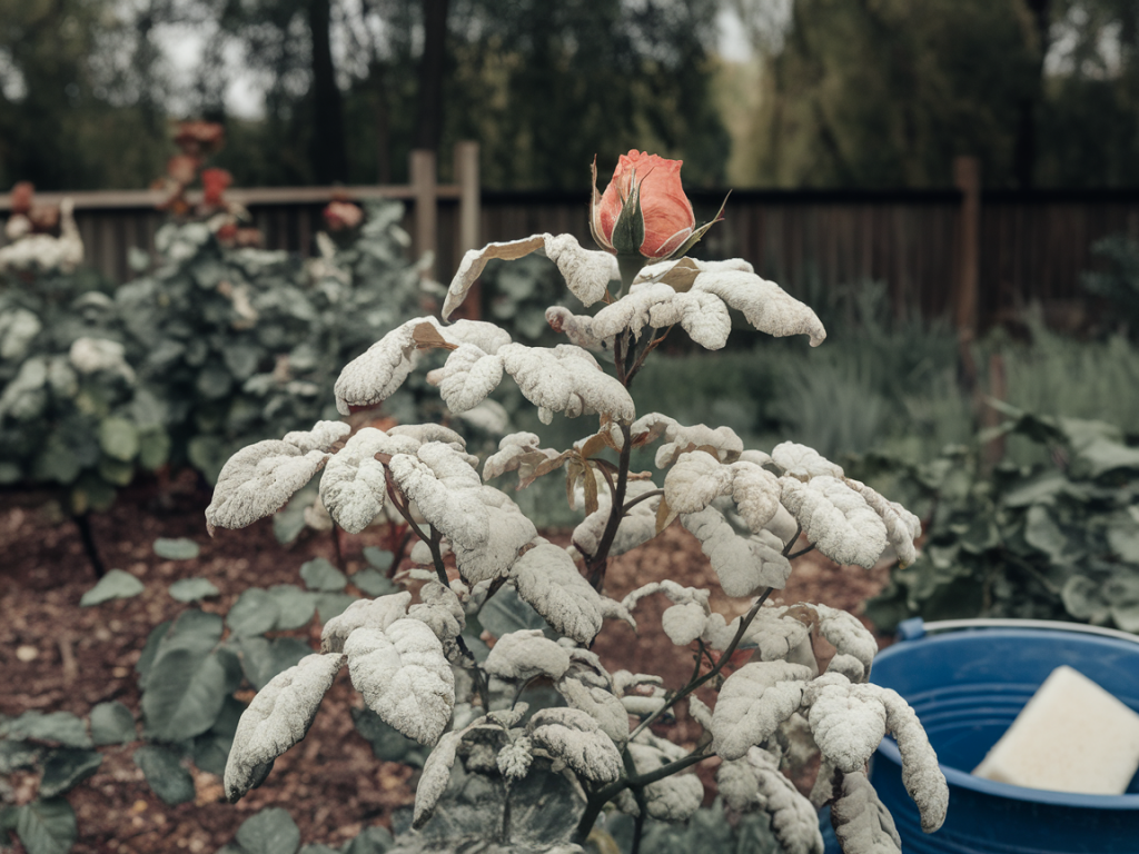 How to stop powdery mildew on roses without fungicides using baking soda sprays and airflow tricks