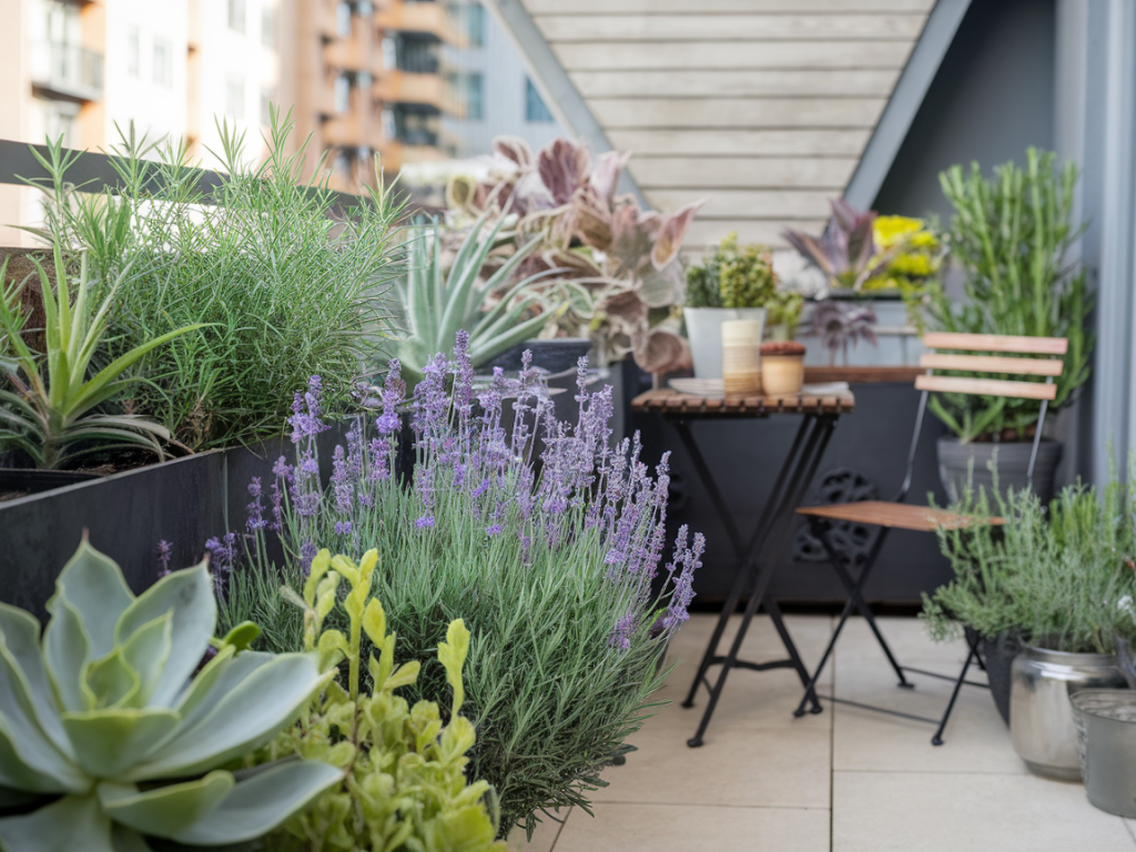A simple waterwise planting plan for a small south facing balcony